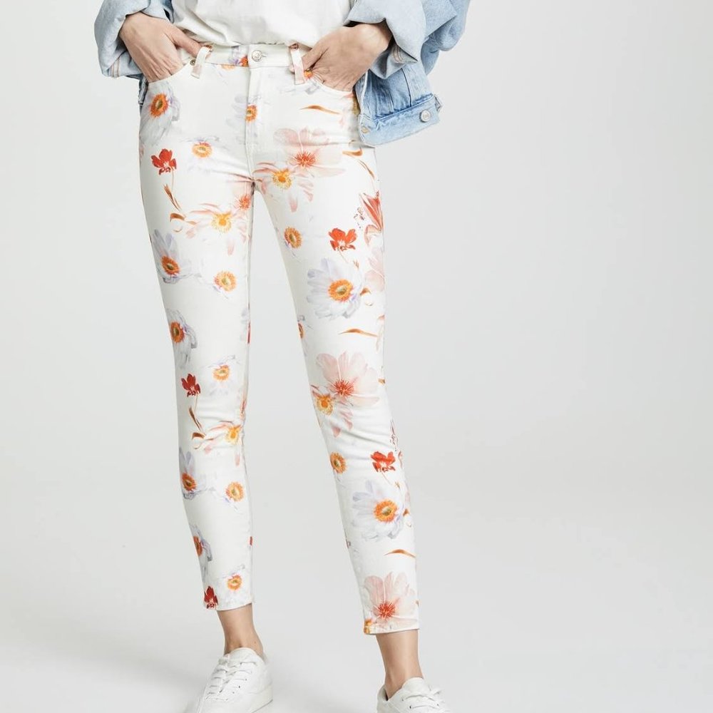 7 FOR ALL MANKIND jeans SIZE 26 HIGH RISE subtle flowers pattern